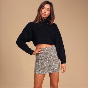 Free People Modern Femme Novelty Animal Print Leopard Mini Skirt Size 0